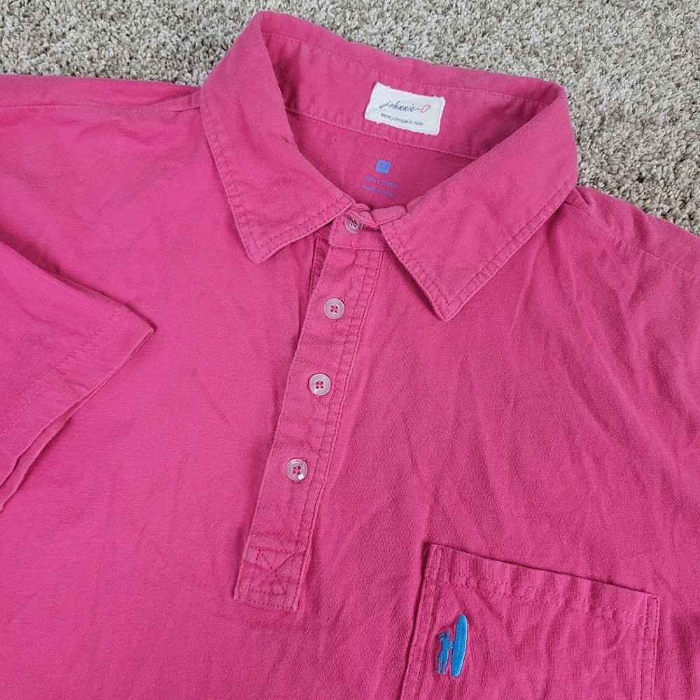 Johnnie O Mens XL Solid‎ Red Stretch Knit Polo Short Sleeve